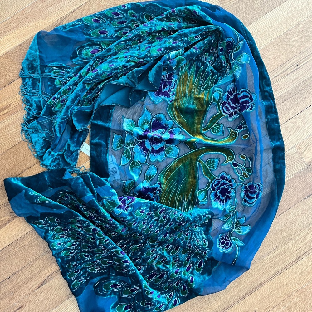 Peacock boho scarf